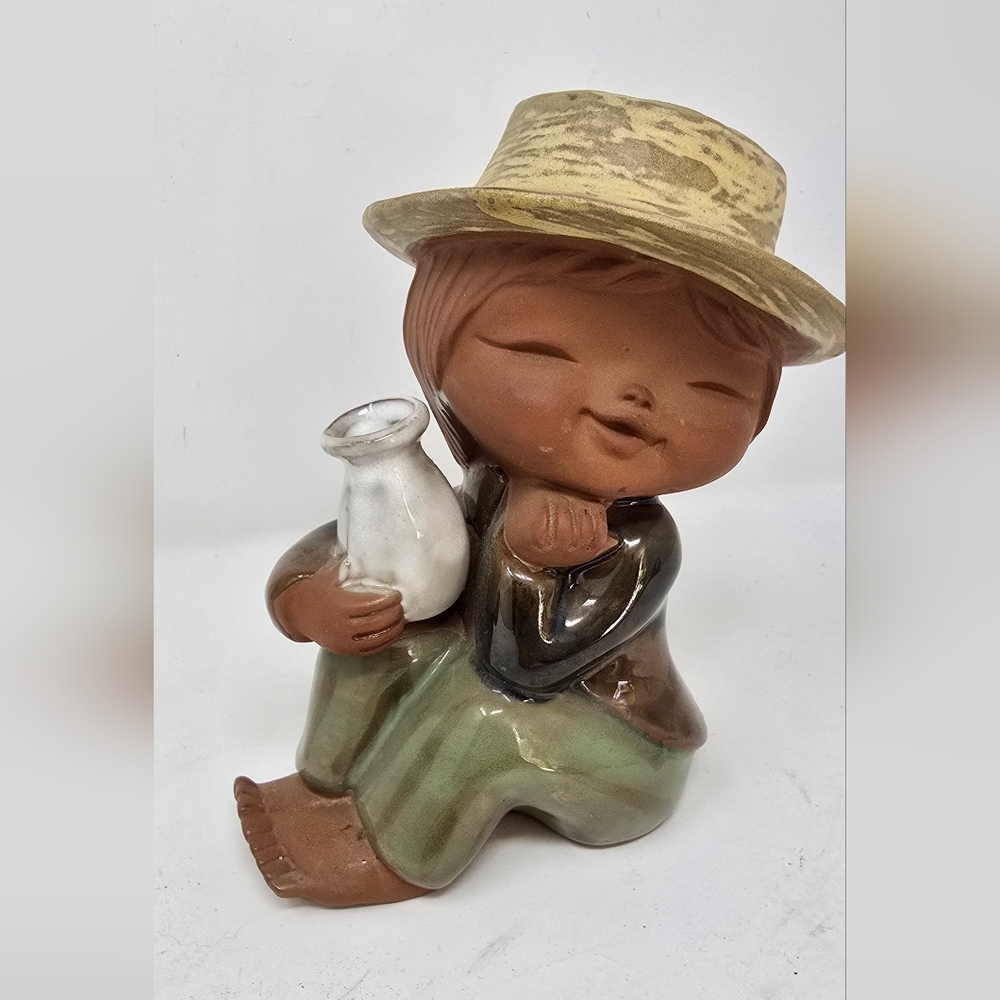 Vtg 1960s UCTCI Japan redware stoneware art pottery figurine falk art‎ - Picture 2 of 9